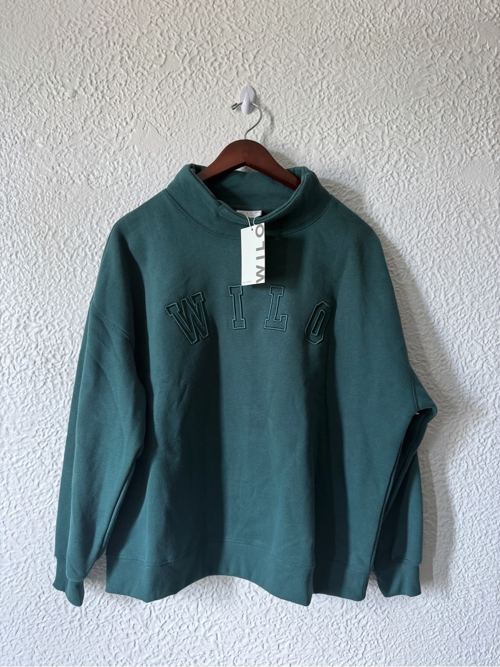 Wilo The Label Mock Neck Pullover Sweater - Teal Green - NWT
